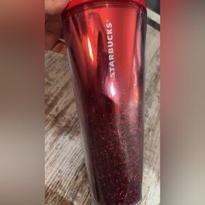 Starbucks Metallic Red Glitter Travel Tumbler